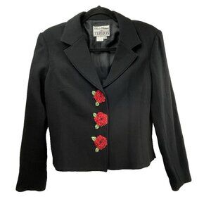 Rickie Freeman for TERI JON Women's Black Jacket Wool Crepe  Size 10